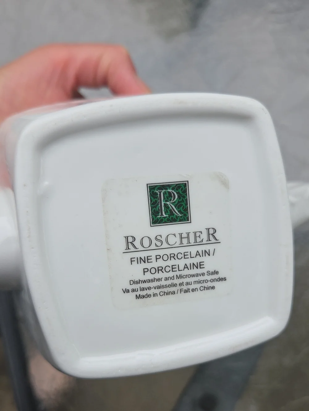 Roscher Fine Porcelain Ceramic White Square Textured Teapot with Lid New Read